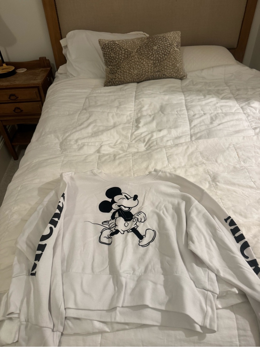 Disney White Tee with Black Mickey Accent